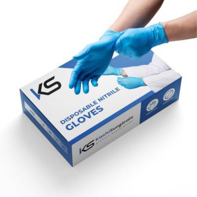 Kashi Surgicals Powder Free Nitrile Gloves, Food Grade, Non Tearable, Made In Malaysia (Medium, Blue, Pack of 80)