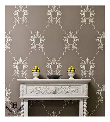 Kayra Decor Damask Stencils for Wall Painting - Pack of 1, 16 inch x 24 inch - (KHS447)