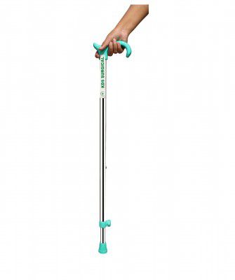 Kds Surgical 1 Leg C Green Steel Height Adjustable Men Women Old Age People Patient Walking Stick