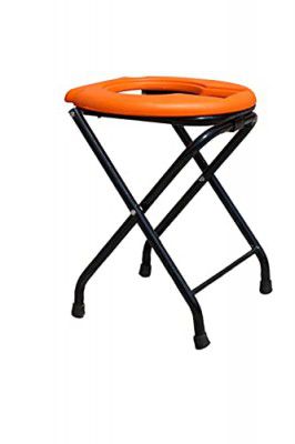 Kds Surgical Elderly Disabled Man And Pregnant Woman Iron Shower And Bathing Room Mobile Commode Chair With Toilet Seat Comfortable Safe Toilet Stool Anti-Skid Without A Bucket - Orange