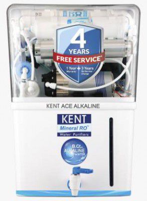 KENT Ace Extra/ Ace Alkaline 8 L RO + UV + UF + TDS Control + Alkaline + UV in Tank Water Purifier (White)