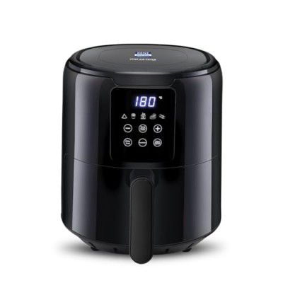 KENT Star Air Fryer With Led Display Touch Panel |1300 W &4L Capacity | Rapid Hot Air Technology | Fry, Grill, Roast, Steam & Bake | High Temperature & Uniform Heating, Black