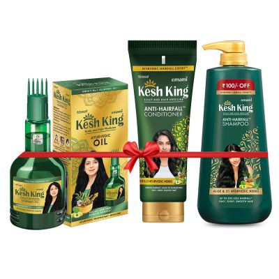 Kesh King Anti Hairfall Shampoo 600ml + Kesh King Oil 300ml + Kesh King Conditioner 200ml