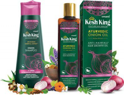 Kesh King Onion Oil 200ml + Onion Shampoo 300ml (2 Items in the set)