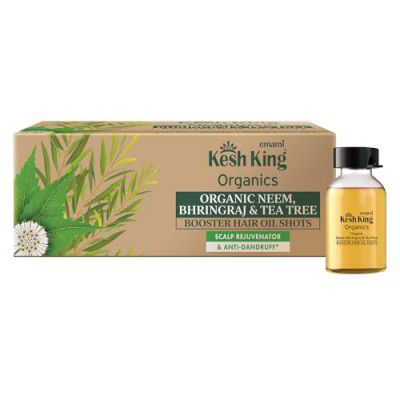 Kesh King Organics Organic Neem, Bhringraj & Tea Tree Booster Hair Oil Shots |Scalp Rejuvenator & Anti-Dandruff - 48ml