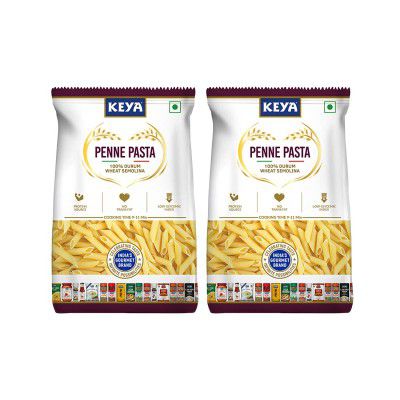 Keya 100% Durum Wheat Penne Pasta 400gm, Pack 2