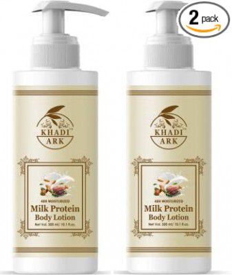 Khadi Ark Milk Protein Body Lotion with Almond, Shea Butter, Cocoa Butter & Vitamin C - For Dry Skin (Combo of 2) (600 ml)