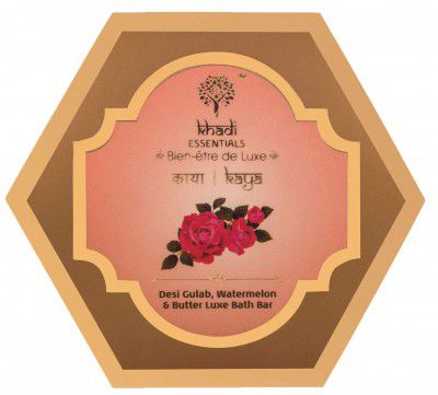 Khadi Essentials Rose Water Handmade Herbal Soap for Hydrated, Soft & Toned Skin with Rose Extracts, Sulphate & Paraben Free for Women & Men - 100gm