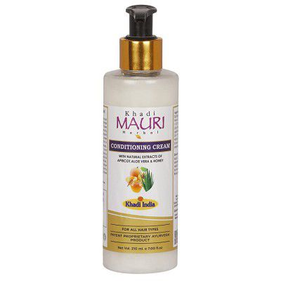 Khadi Mauri Herbal Conditioning Cream Shampoo - Dry & Damaged Hair Treatment & Deep Natural Conditioning - Enriched with Apricot Oil, Aloe Vera & Natural Ingredients - 210 ML