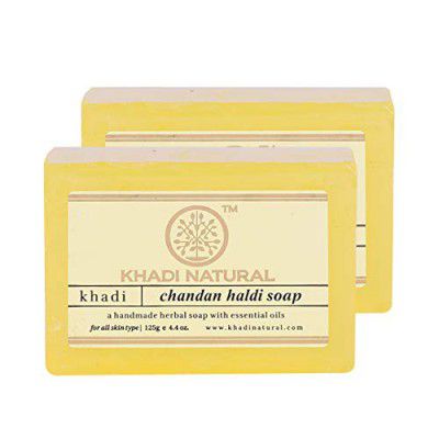 KHADI NATURAL Chandan Haldi Handmade Soap, 125g (Pack of 2)