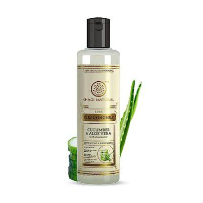 KHADI NATURAL Cucumber and Aloevera Cleansing Milk | Make up Remover | 210ml