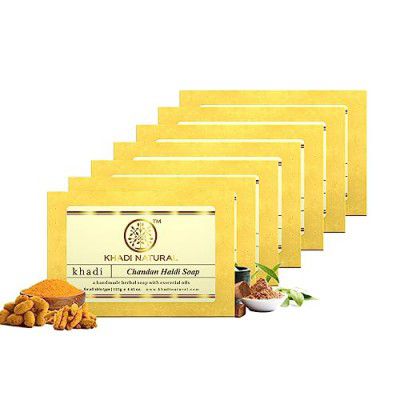 Khadi Natural Herbal Chandan Haldi Soap, 125 g (Pack of 7)