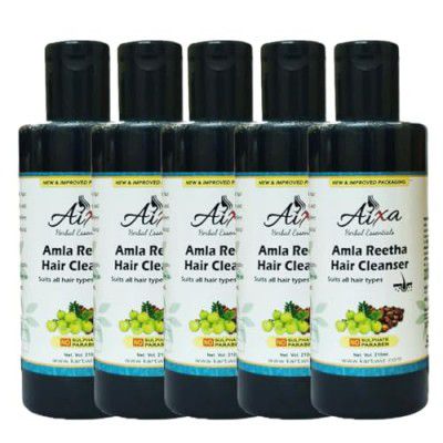 Khadi Natural Herbigiri Herbal Amla Reetha Hair Shampoo 100% Herbal Hair Cleanger Best Suited, Pack Of 5 (1050Ml)