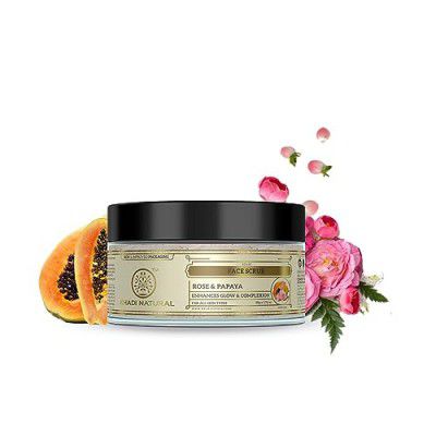 Khadi Natural Rose & Papaya Face Scrub | Ayurvedic Scrub for Face | Moisturizing Face Scrub | Suitable for All Skin Types