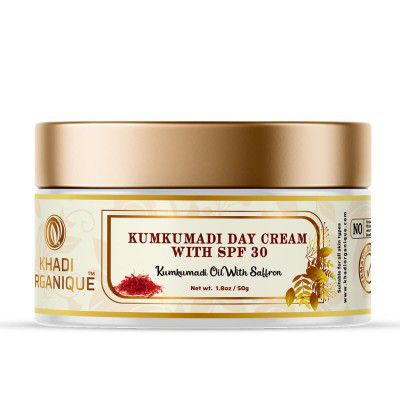 Khadi organique Kumkumadi Day Cream With SPF 30 For Natural Skin Brightening with Kumkumadi Oil & Saffron - 50GM