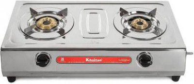 Khaitan 2 Burner VS2 Smart Stainless Steel Manual Gas Stove  