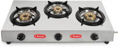 Khaitan 3 Burner Inalsa Stainless Steel Manual Gas Stove 