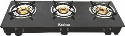 Khaitan 3 Burner JIO Glass Manual Gas Stove   