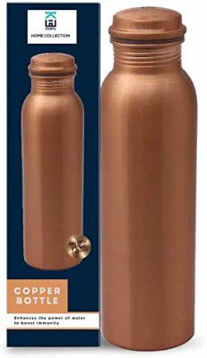 KHC 100% Pure Copper Water Bottle Handcrafted | 34 Oz 1 Litter Copper Water Vessel - Drink More Water Bottle in many Patterns– Large -Leak Proof - Smooth Finish (Plain Matt Copper Bottle)