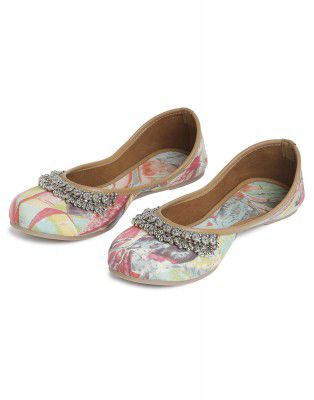 Kiana Women's Light Pink Embellished Rexine PVC Sole Bellies - LF004-LPNK