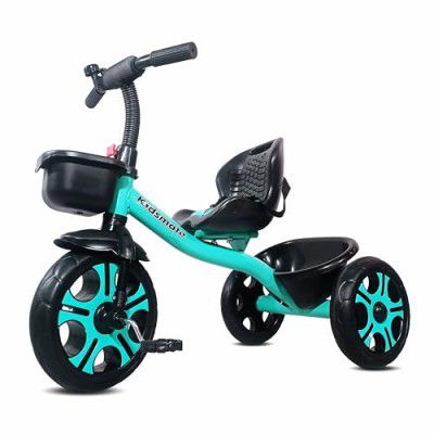 Kidsmate Ninja Plug N Play Durable Kids/Baby Tricycle, Safe & Secure, Storage Basket, Cushion Seat and Seat Belt for 12 Months to 48 Months Boys/Girls/Carrying Capacity Upto 30 Kgs (Sea Green)