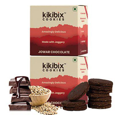 Kikibix Choco Chip Cookies | No Maida, No Refine Sugar | Made With Organic Jaggery | Tasty & Healthy Snacks For Adults & Kids | Multigrain Millets | Tiffin Box Snack | Jowar Chocolate | 260 Gm | 24 Pi