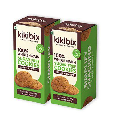 Kikibix Salty Ajwain Multigrain Biscuit | For Diabetics | High Fibre Digestive Cookies | No Maida, No Refine Sugar | Sweet & Salty | Chai Time Snacks | Tasty & Healthy Snacks For All | 260 Gms