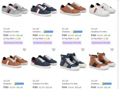 Upto 81% Off on Killer Men’s Casual Shoes