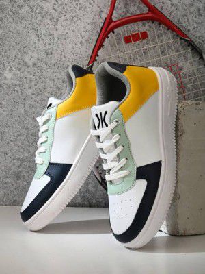 KILLER  Sneakers For Men  (White, Yellow , 6)