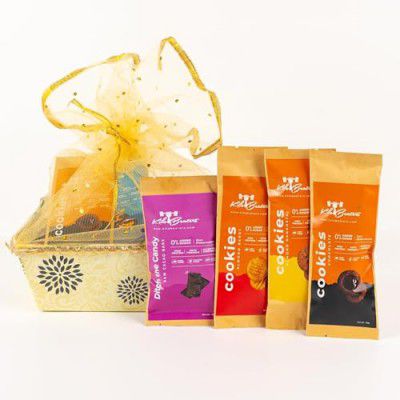 Kilobeaters Zero Sugar Diabetic friendly gift Hamper, 5 items, Chocolate cookies, Nankhatai, Almond Cookies, Ditch the Candy Bars & 1 Diwali Card Gift pack for Diwali