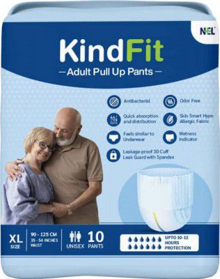 KINDFIT Adult Pull-Up Pants Diapers | Waist Size : 35-54 Inch - XL  (10 Pieces)