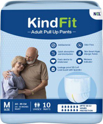 KINDFIT Pull UP Pants,Medium,Waist Size (60-85 Cm |24 -33 Inch) Adult Diapers - M  (10 Pieces)