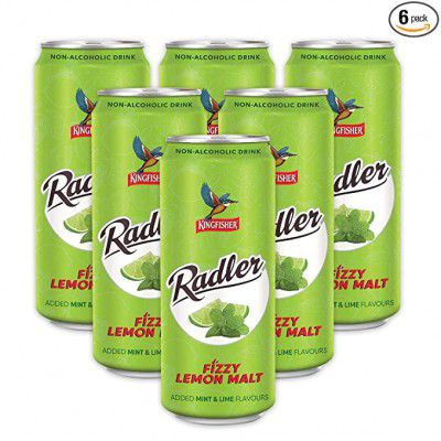 Kingfisher Radler - Mint - Non-Alcoholic Malt Drink , Pack of 6 x 300 ml Can