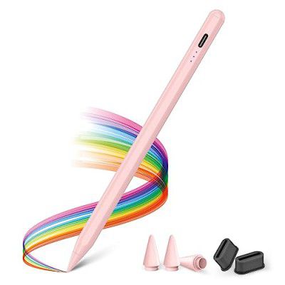 KINGONE Upgraded Stylus Pen, iPad Pencil, Ultra High Precision & Sensitivity, Palm Rejection, Prevents False ON/Off Touch, Power Display Tilt Sensitivity, Magnetic Adsorption (Pink)