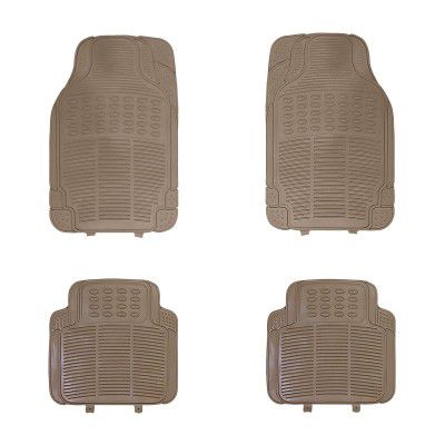 Kingsway Car Floor PVC Foot Mats Universal Fit for Skoda Fabia, Model Year : 2007-2014, Color : Beige, Set of 4 Pieces