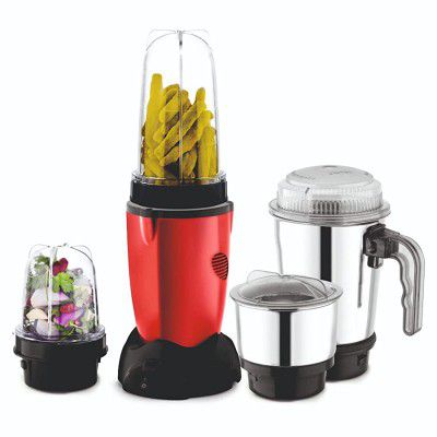 Kitchen Kit 450 Watt High Speed Blender, Juicer, Grinder with 2 Poly carbonate & 2 S.SJars (RED)