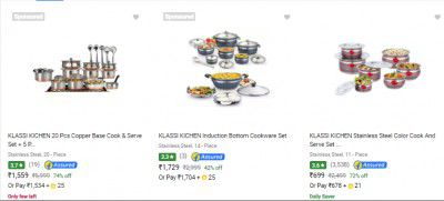 Klassi Kichen Cookware Sets Upto 74% Off