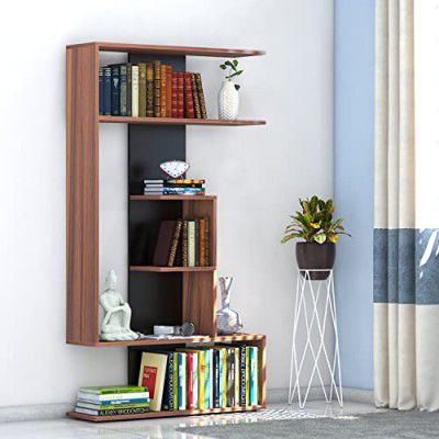 Klaxon Verticle Book Shelf and Storage Unit | Display Unit (Asian Walnut & Black)