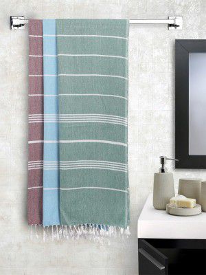 KLOTTHE Unisex Set of 3 Striped 210 GSM Bath Towels