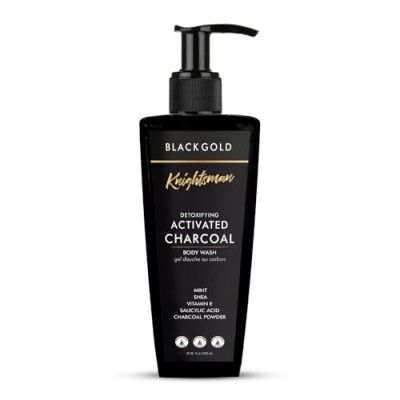 Knightsman Activated Charcoal Body Wash - Deep Cleanse & Refresh Menthol, Vitamin E & 1% Salicylic Acid - Reduce Acne, Toxins & Impurities - Sulphate-Free, 250ml