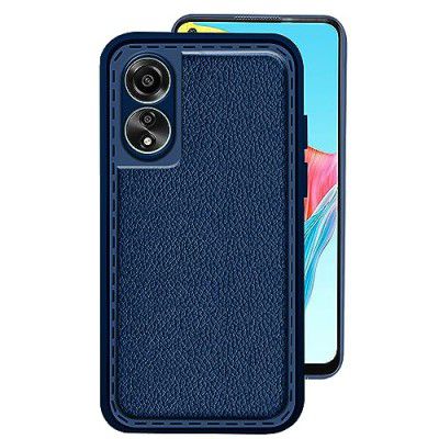 Knotyy Back Cover Case for Oppo A78 | Matte Soft Silicon Flexible | Camera Bump Protection | Stich Texture Back Case Cover for Oppo A78 (Blue)