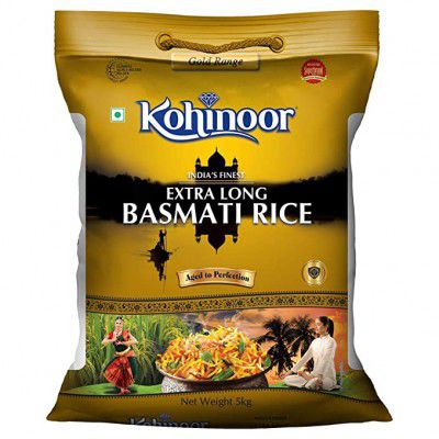 Kohinoor Gold Indias Finest Extra Long Authentic Basmati Rice, 5 Kg Pack