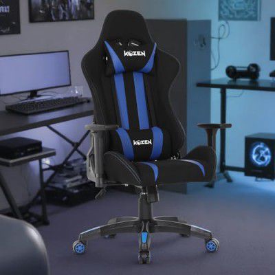 KOZEN Diablo Gaming Chair, Ergonomic Chair with Premium Fabric, Computer Chair for Office Work At Home, 180° Recliner Chair, Adjustable Neck & Lumbar Pillow, 3D Adjustable Armrests, Mesh Fabric - Blue