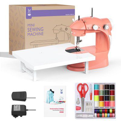 KPCB Tech Sewing Machine with Extension Table and Free Sewing KIT with Speed Control Beginner Friendly (Orange)