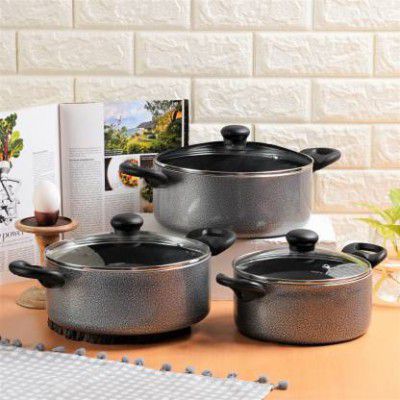 Kreme DELUXE 3mm NonStick Induction Bottom Casserole 2.5L + 3.5L + 4.5L Set of 3 pcs