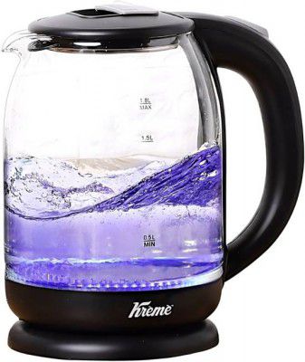 Kreme GlassBoiler 1CC Electric Kettle (1.8 L, Black, Transperent)