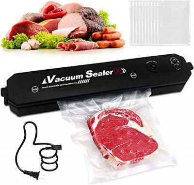 Krevia 2in1 Electric Vacuum Sealer for Food Storage | Home Automatic Packing Sealing Machine (Black-1Pcs)