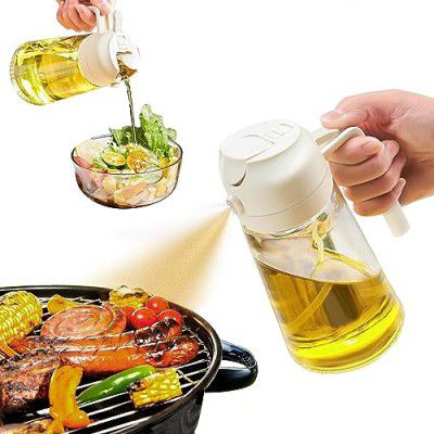 Kriq Oil Sprayer And Dispenser Bottle for Kitchen, 2 in 1 Olive Oil Sprayer and Oil Dispenser, Oil Spray Bottle 500ML for Cooking, Kitchen, BBQ, Air Fryer, Salad, Frying, Baking Oil Sprayer Bottle.