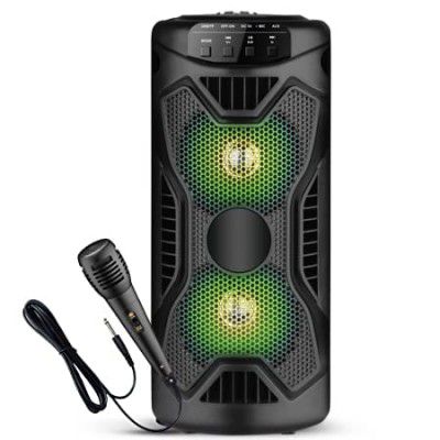 KRISONS Rockstar 4" Double Woofer 30W Multi-Media Bluetooth Party Speaker, USB, SD Card and FM Radio