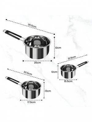 Kuber Industries 3 Pcs Stainless Steel Saucepan